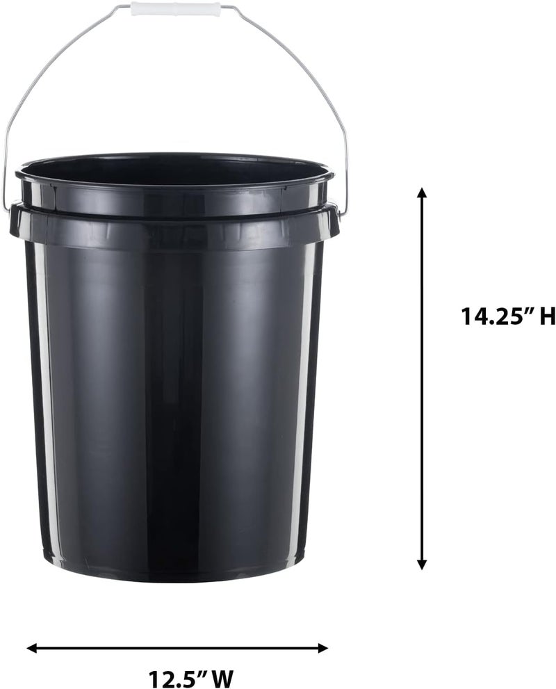 United Solutions 5 Gallon Bucket Heavy Duty Plastic Bucket Comfortable Handle Easy to Clean Perfect for on The Job Home Improvement or Household Cleaning; Black , 3 Count - Image 2
